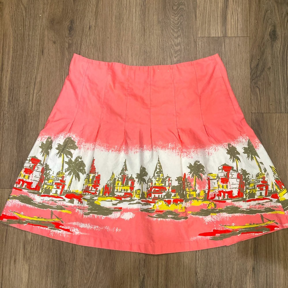 Old Navy pink orange tropical print skirt